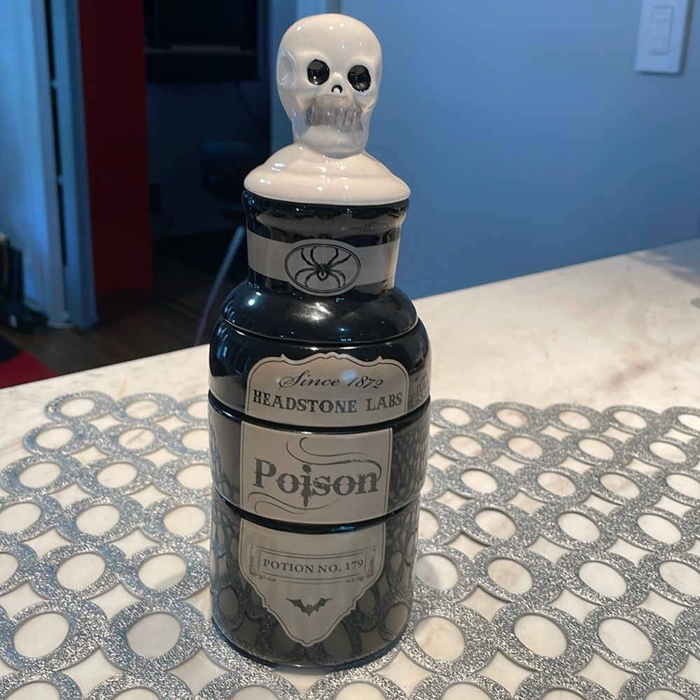 Black & White 'Poison' Decorative Canister Halloween Kitchen
